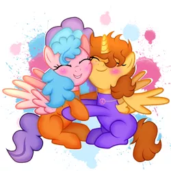 Size: 4585x4585 | Tagged: safe, artist:doraeartdreams-aspy, derpibooru import, oc, oc:aspen, oc:bella pinksavage, unofficial characters only, alicorn, pony, alicorn oc, bodysuit, catsuit, cuddling, cute, eyes closed, female, friendship, hippie, horn, hug, jewelry, latex, latex suit, necklace, peace suit, peace symbol, rubber suit, siblings, sisterly love, sisters, smiling, snuggling, wings