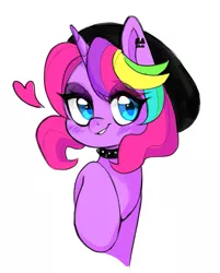 Size: 649x808 | Tagged: safe, artist:techycutie, derpibooru import, oc, oc:techy twinkle, unofficial characters only, pony, unicorn, bedroom eyes, beret, choker, cute, hat, solo