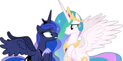 Size: 10000x5050 | Tagged: safe, artist:chrzanek97, artist:dashiesparkle, derpibooru import, princess celestia, princess luna, alicorn, pony, a royal problem, .svg available, absurd resolution, cutie mark, royal sisters, simple background, transparent background, vector