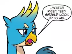 Size: 256x193 | Tagged: safe, derpibooru import, idw, gallus, gryphon, spoiler:comicfeatsoffriendship01, angry, cropped, male, solo, speech, talking
