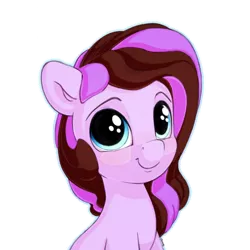 Size: 3600x3600 | Tagged: safe, alternate version, artist:bobdude0, derpibooru import, oc, oc:violet rose, unofficial characters only, earth pony, pony, blue eyes, brown mane, bust, commission, cute, female, filly, happy, pink mane, portrait, simple background, smiling, solo, transparent background, two colour hair, young