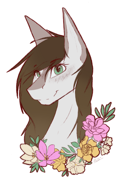 Size: 1517x2299 | Tagged: safe, artist:fluxittu, derpibooru import, oc, pony, bust, female, flower, mare, portrait, simple background, solo, transparent background