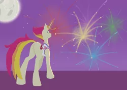 Size: 3508x2480 | Tagged: safe, artist:settop, derpibooru import, fire flare, pony, unicorn, the summer sun setback, butt, female, fireworks, glowing horn, high res, horn, mare, plot, solo