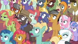 Size: 1920x1080 | Tagged: safe, derpibooru import, screencap, a.k. yearling, amber grain, babs seed, ballet jubilee, berry star, burnt oak, cinder glow, clear sky, cranky doodle donkey, fire flicker, gillian, golden crust, lilac swoop, matilda, midnight snack (character), night view, quibble pants, star tracker, summer flare, tree hugger, wind sprint, winter flame, zephyr breeze, donkey, earth pony, kirin, pegasus, pony, unicorn, the last problem, colt, dull surprise, female, filly, friendship student, male, mare, offscreen character, stallion, surprised