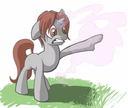 Size: 1076x910 | Tagged: safe, artist:fantdragon, derpibooru import, oc, oc:rosik, pony, grass, magic, male to female, pony to anthro, raised hoof, rule 63, transformation, transformation sequence, transgender transformation