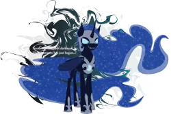 Size: 6318x4223 | Tagged: safe, artist:kylami, derpibooru import, nightmare moon, alicorn, bat pony, bat pony alicorn, pony, bat wings, ethereal mane, fangs, female, hoof shoes, horn, mare, simple background, solo, speech, starry mane, talking, transparent background, vector, wings