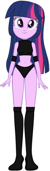 Size: 451x1530 | Tagged: safe, artist:invisibleink, artist:marcusvanngriffin, deleted from derpibooru, derpibooru import, edit, twilight sparkle, equestria girls, belly button, boots, clothes, commission, elbow pads, female, knee pads, looking at you, midriff, shoes, simple background, solo, sports, sports bra, sports panties, transparent background, vector, wrestler, wrestling