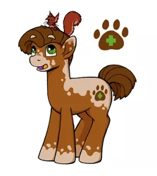 Size: 1916x2149 | Tagged: safe, artist:riverfox237, derpibooru import, oc, oc:tree paws, earth pony, pony, squirrel, adoptable, adopted, commission, cutie mark