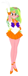 Size: 2257x6051 | Tagged: safe, artist:cyber-murph, derpibooru import, lemon zest, equestria girls, friendship games, beautiful, beautiful eyes, beautiful hair, clothes, commission, crossover, cute, green hair, high heels, jewelry, legs, miniskirt, orange eyes, pleated skirt, sailor moon, sailor venus, shoes, skirt, woman, zestabetes