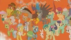 Size: 1276x718 | Tagged: safe, derpibooru import, screencap, angel bunny, bon bon, cattail, discord, doctor fauna, doctor muffin top, doctor whooves, gabby, gentle breeze, iron will, lyra heartstrings, mayor mare, meadowbrook, nurse redheart, posey shy, sandbar, sweetie drops, time turner, tree hugger, twirly, zephyr breeze, breezie, earth pony, pegasus, pony, the last problem, leak, female, male, mare, offscreen character