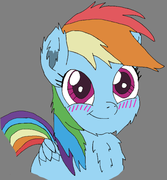 Size: 952x1024 | Tagged: safe, artist:danksailor, derpibooru import, rainbow dash, pony, blushing, cheek fluff, chest fluff, cute, ear fluff, fluffy, maximum overfloof, solo