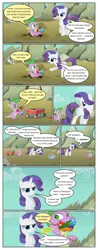 Size: 612x1556 | Tagged: safe, artist:newbiespud, derpibooru import, edit, edited screencap, screencap, rarity, spike, dragon, pony, unicorn, comic:friendship is dragons, comic, dialogue, eating, eyes closed, female, gem, glowing horn, horn, magic, male, mare, mountain, screencap comic, slit eyes, telekinesis, wagon