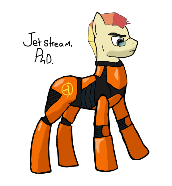 Size: 708x764 | Tagged: safe, artist:dr nick taco, derpibooru import, oc, oc:jet stream, earth pony, pony, armor, combat armor, gordon freeman, half-life, half-life 2, hazardous environment suit, hazmat armor, hev suit, image, png