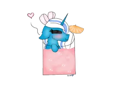 Size: 11000x8000 | Tagged: safe, artist:stormlover10, derpibooru import, oc, oc:fleurbelle, alicorn, pony, adorabelle, alicorn oc, blushing, bow, cute, drink, drinking glass, female, hair bow, horn, ice cube, ice cubes, mare, pink drink, umbrella, wings