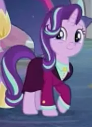 Size: 198x274 | Tagged: safe, derpibooru import, screencap, starlight glimmer, pony, unicorn, the last problem, clothes, cropped, headmare starlight, older, older starlight glimmer, smiling, solo, suit