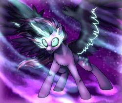 Size: 1821x1539 | Tagged: safe, artist:not-ordinary-pony, derpibooru import, sci-twi, twilight sparkle, ponified, alicorn, pony, equestria girls, female, glowing horn, horn, mare, midnight sparkle, solo, spread wings, wings