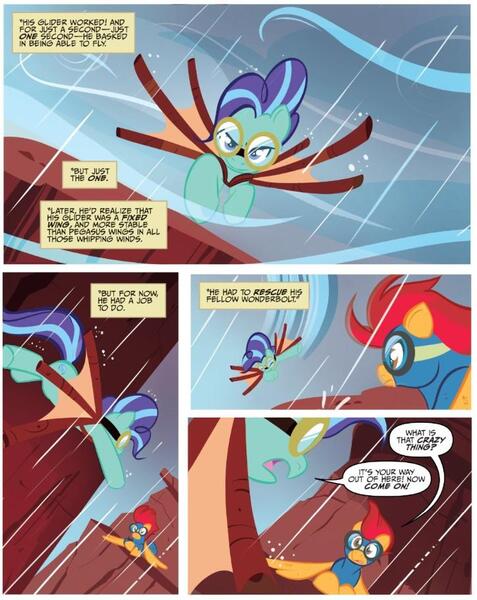 Size: 724x911 | Tagged: artist:nicoletta baldari, dauntless, derpibooru import, glider, idw, male, safe, spoiler:comic, spoiler:comic81, stallion, wind sock