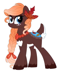 Size: 1110x1337 | Tagged: safe, artist:crystal-tranquility, derpibooru import, oc, unofficial characters only, deer, deer pony, original species, pond pony, pony, braid, cloven hooves, female, simple background, solo, transparent background