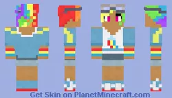 Size: 256x146 | Tagged: artist:panther_grail, dark skin, derpibooru import, human, humanized, kotobukiya, kotobukiya rainbow dash, minecraft, minecraft block, minecraft pixel art, pixel art, rainbow dash, safe