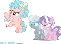 Size: 2687x1922 | Tagged: safe, artist:brony-works, artist:digimonlover101, artist:frownfactory, artist:suramii, artist:tardifice, derpibooru import, edit, edited edit, editor:slayerbvc, vector edit, cozy glow, diamond tiara, silver spoon, earth pony, pegasus, pony, accessory theft, accessory-less edit, angry, cozy glow plays with fire, female, filly, fire, flying, glare, gritted teeth, hoof hold, jewelry, match, missing accessory, necklace, pure concentrated unfiltered evil of the utmost potency, pure unfiltered evil, simple background, this will end in pain, tiara, transparent background, vector