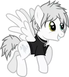Size: 1053x1179 | Tagged: safe, artist:lightningbolt, derpibooru import, ponified, pegasus, pony, .svg available, awsten knight, clothes, dyed mane, dyed tail, flying, heterochromia, jewelry, male, necklace, shirt, simple background, smiling, solo, spread wings, stallion, svg, t-shirt, transparent background, vector, waterparks, wings