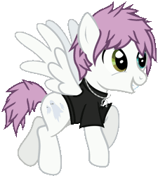 Size: 1247x1388 | Tagged: safe, artist:lightningbolt, derpibooru import, ponified, pegasus, pony, animated, awsten knight, clothes, crossover, dyed mane, dyed tail, flying, gif, grin, heterochromia, jewelry, male, necklace, shirt, simple background, smiling, solo, spread wings, stallion, t-shirt, transparent background, vector, waterparks, wings