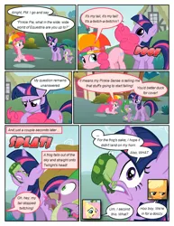 Size: 612x792 | Tagged: safe, artist:newbiespud, derpibooru import, edit, edited screencap, screencap, applejack, fluttershy, pinkie pie, spike, twilight sparkle, dragon, earth pony, frog, pegasus, pony, unicorn, comic:friendship is dragons, comic, dialogue, female, frown, hat, male, mare, onomatopoeia, screencap comic, slit eyes, umbrella hat, unicorn twilight