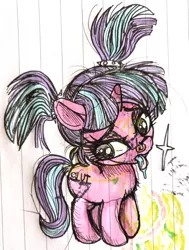 Size: 2296x3032 | Tagged: safe, artist:sharpi, derpibooru import, starlight glimmer, pony, alternate cutie mark, alternate design, female, filly, lined paper, punk, solo, traditional art, vulgar, younger