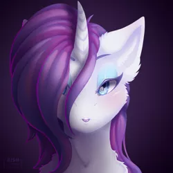 Size: 1080x1080 | Tagged: safe, artist:striped-chocolate, derpibooru import, rarity, pony, bust, chest fluff, ear fluff, heart eyes, lidded eyes, portrait, rcf community, signature, simple background, solo, wingding eyes