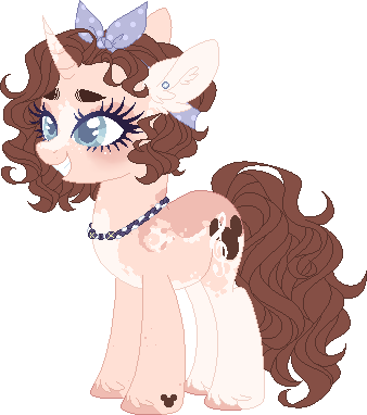 Size: 338x382 | Tagged: safe, artist:cueen, derpibooru import, oc, oc:poetic melody, unofficial characters only, pony, unicorn, base used, bow, disney, female, hair bow, horn, jewelry, mare, mottled coat, necklace, piercing, pixel art, ponysona, simple background, solo, tattoo, transparent background, unicorn oc, unshorn fetlocks