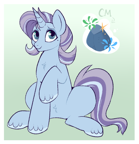 Size: 697x723 | Tagged: safe, artist:lulubell, derpibooru import, oc, oc:pop rocks, unofficial characters only, pony, unicorn, green background, magical lesbian spawn, male, offspring, parent:maud pie, parent:trixie, parents:mauxie, simple background, solo, stallion, unshorn fetlocks