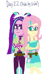 Size: 2000x2759 | Tagged: safe, artist:bigpurplemuppet99, derpibooru import, aria blaze, fluttershy, equestria girls, 30 day otp challenge, ariashy, female, flutterblaze, lesbian, shipping