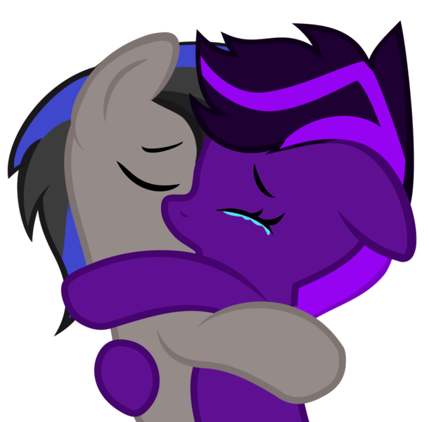 Size: 1006x990 | Tagged: safe, artist:kiodima, derpibooru import, oc, oc:gamebrony, oc:kioshka, pony, crying, hug, simple background, transparent background, vector