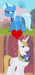 Size: 239x509 | Tagged: safe, derpibooru import, edit, edited screencap, screencap, prince blueblood, trixie, pony, magic duel, the ticket master, alicorn amulet, bluetrix, female, male, shipping, shipping domino, straight