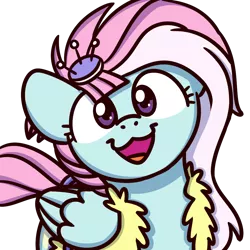 Size: 1000x1000 | Tagged: safe, artist:sugar morning, derpibooru import, kerfuffle, pegasus, pony, rainbow roadtrip, bust, cat face, cat smile, clothes, cute, female, fufflebetes, looking at you, mare, open mouth, simple background, smiling, solo, sugar morning's smiling ponies, transparent background