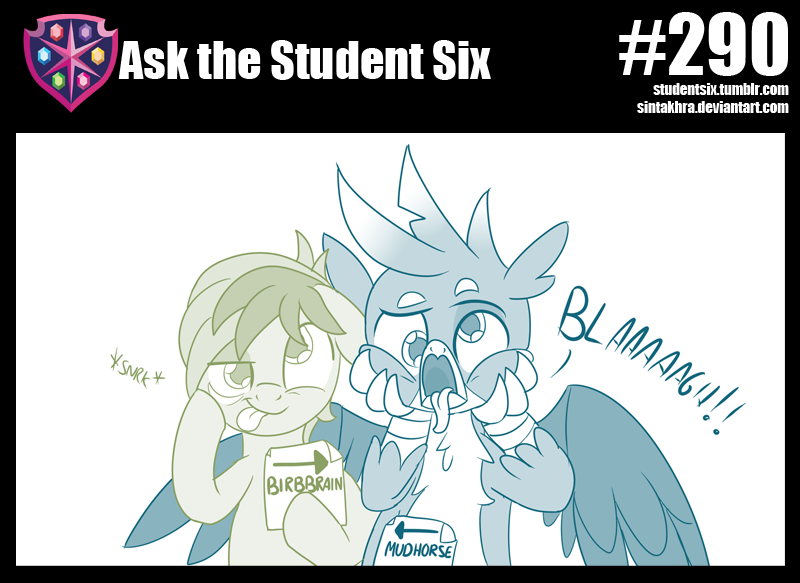 Size: 800x583 | Tagged: safe, artist:sintakhra, derpibooru import, gallus, sandbar, earth pony, gryphon, pony, tumblr:studentsix, birb, cute, derp, gallabetes, male, sandabetes, silly face