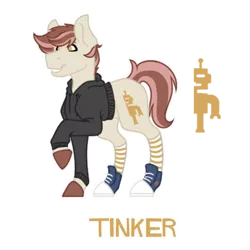 Size: 600x600 | Tagged: safe, artist:flashbrush, deleted from derpibooru, derpibooru import, oc, oc:tinker tat, unofficial characters only, earth pony, pony, clothes, converse, grin, hoodie, male, raised hoof, shoes, simple background, smiling, socks, solo, stallion, striped socks, transparent background, unshorn fetlocks