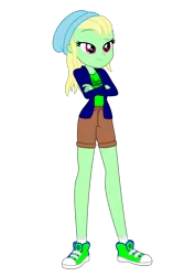 Size: 1124x1590 | Tagged: safe, artist:biggernate91, derpibooru import, editor:biggernate91, oc, oc:joy stick, unofficial characters only, equestria girls, beanie, clothes, converse, hat, inkscape, shoes, shorts, sneakers, solo, vector