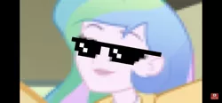 Size: 1792x828 | Tagged: safe, derpibooru import, screencap, princess celestia, do it for the ponygram!, equestria girls, equestria girls series, spoiler:eqg series (season 2), mlg glasses, needs more jpeg, principal celestia, solo, thug life