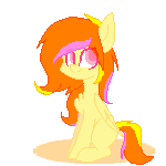 Size: 150x150 | Tagged: safe, artist:shyshella, derpibooru import, oc, oc:lemon dream, unofficial characters only, pegasus, pony, blank flank, commission, digital art, female, mare, pink eyes, pixel art, simple background, sitting, solo, transparent background