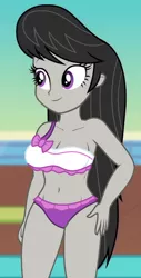 Size: 470x927 | Tagged: safe, derpibooru import, edit, edited screencap, editor:ah96, screencap, octavia melody, equestria girls, equestria girls series, spring breakdown, spoiler:eqg series (season 2), belly button, bikini, bikini babe, breast edit, breasts, busty octavia, cleavage, clothes, cropped, female, midriff, sexy, solo, swimsuit, thighs