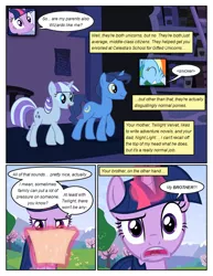 Size: 612x792 | Tagged: safe, artist:newbiespud, derpibooru import, edit, edited screencap, screencap, night light, rainbow dash, twilight sparkle, twilight velvet, pegasus, pony, unicorn, comic:friendship is dragons, comic, dialogue, eyes closed, female, glowing horn, horn, implied shining armor, letter, magic, male, mare, screencap comic, shocked, smiling, stallion, surprised, telekinesis, unicorn twilight