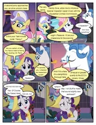 Size: 612x792 | Tagged: safe, artist:newbiespud, derpibooru import, edit, edited screencap, screencap, fancypants, rarity, upper crust, pony, unicorn, comic:friendship is dragons, clothes, comic, dialogue, dress, ear piercing, eyes closed, female, hat, jewelry, male, mare, monocle, necklace, pearl necklace, piercing, raised hoof, screencap comic, stallion, suit, sun hat