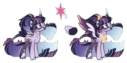 Size: 1920x961 | Tagged: safe, artist:owl-clockwork, derpibooru import, twilight sparkle, twilight sparkle (alicorn), alicorn, pony, unicorn, alternate design, colored wings, ethereal mane, multicolored wings, simple background, solo, starry mane, tail feathers, transparent background, wings