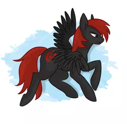Size: 913x890 | Tagged: safe, artist:firestormdangerdash, derpibooru import, oc, oc:firestorm, unofficial characters only, pegasus, pony, male, pegasus oc, red and black oc, simple background, solo, stallion, white background, wings