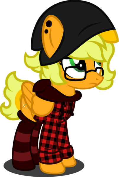 Size: 1280x1908 | Tagged: safe, artist:fletcherthehuntress, derpibooru import, oc, oc:fletcher, pegasus, pony, clothes, female, hoodie, mare, plaid, simple background, socks, solo, striped socks, transparent background