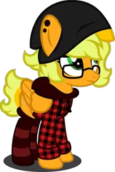 Size: 1280x1908 | Tagged: safe, artist:fletcherthehuntress, derpibooru import, oc, oc:fletcher, pegasus, pony, clothes, female, hoodie, mare, plaid, simple background, socks, solo, striped socks, transparent background