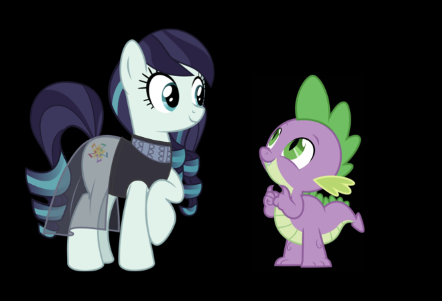 Size: 639x435 | Tagged: safe, artist:dashiesparkle, derpibooru import, edit, editor:undeadponysoldier, coloratura, spike, dragon, earth pony, pony, black background, crush, cute, female, happy, male, mare, raraspike, shipping, simple background, spikabetes, spike is at it again, straight, vector