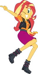 Size: 4581x8781 | Tagged: safe, artist:digimonlover101, derpibooru import, sunset shimmer, do it for the ponygram!, equestria girls, equestria girls series, spoiler:eqg series (season 2), absurd resolution, boots, clothes, cute, female, geode of empathy, high heel boots, magical geodes, moe, one eye closed, shimmerbetes, shoes, simple background, skirt, smiling, solo, transparent background, vector, wink