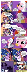 Size: 612x1556 | Tagged: safe, artist:newbiespud, derpibooru import, edit, edited screencap, screencap, pinkie pie, pipsqueak, princess luna, spike, twilight sparkle, alicorn, bat pony, dragon, pony, unicorn, comic:friendship is dragons, luna eclipsed, animal costume, bag, bandana, chariot, chicken pie, chicken suit, clothes, colt, comic, costume, dialogue, dragon costume, eyepatch, eyes closed, female, filly, frown, hat, looking up, male, mare, mouth hold, night, night guard, onomatopoeia, screencap comic, shadow, slit eyes, space helmet, star swirl the bearded costume, sword, transcript in description, unicorn twilight, weapon, wizard hat